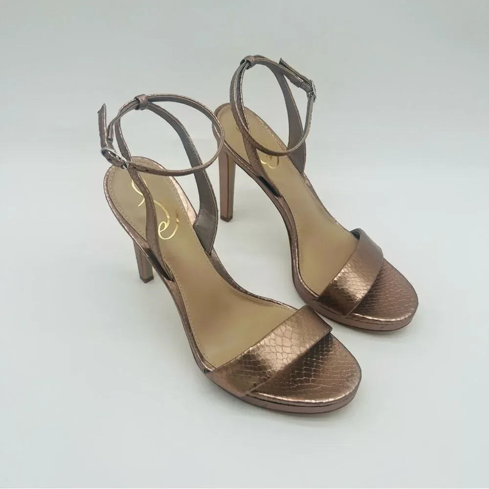 Sam Edelman | Jade Sandals | Snake Print | Rose Gold | Size 7.5 - Picture 2 of 10